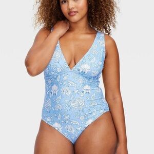 Roller Rabbit x Target Floral Vines Light Blue One-Piece Swimsuit